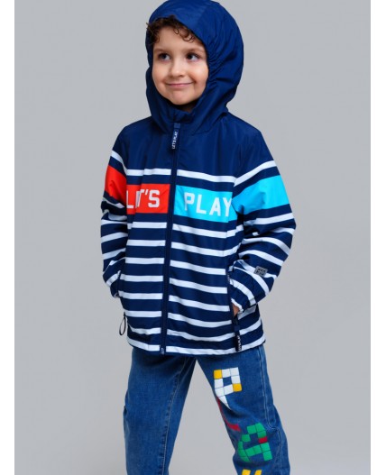 Куртка текстильная с полиуретановым покрытием для мальчиков (ветровка) тёмно-синий,оранжевый,голубой