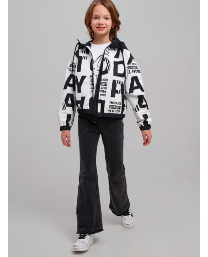 Куртка текстильная с полиуретановым покрытием для девочек (ветровка) белый,черный