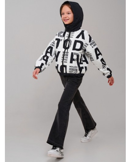 Куртка текстильная с полиуретановым покрытием для девочек (ветровка) белый,черный