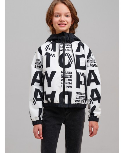Куртка текстильная с полиуретановым покрытием для девочек (ветровка) белый,черный