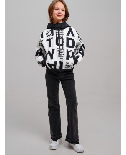 Куртка текстильная с полиуретановым покрытием для девочек (ветровка) белый,черный