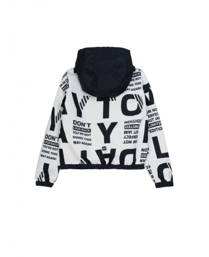 Куртка текстильная с полиуретановым покрытием для девочек (ветровка) белый,черный