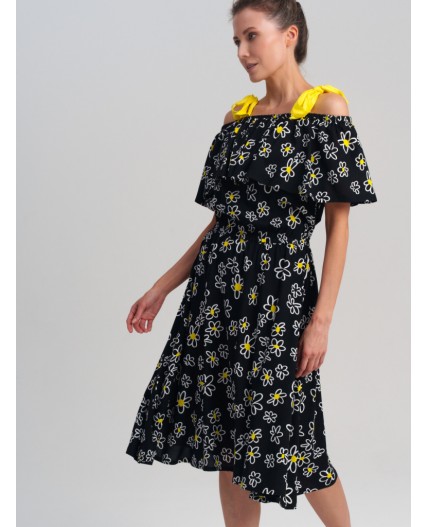 Сарафан текстильный для женщин черный,белый,жёлтый