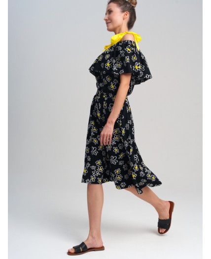 Сарафан текстильный для женщин черный,белый,жёлтый
