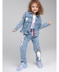 Брюки текстильные джинсовые для девочек голубой