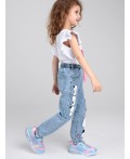 Брюки текстильные джинсовые для девочек голубой