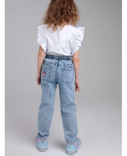 Брюки текстильные джинсовые для девочек голубой