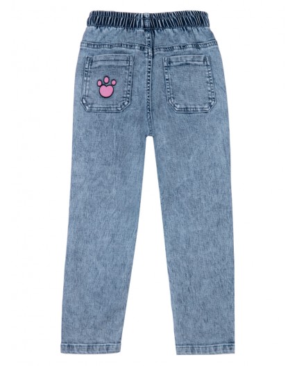 Брюки текстильные джинсовые для девочек голубой