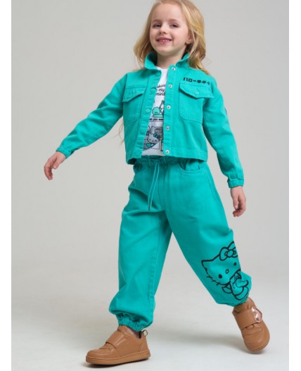 Куртка текстильная джинсовая для девочек голубой