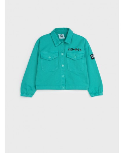 Куртка текстильная джинсовая для девочек голубой