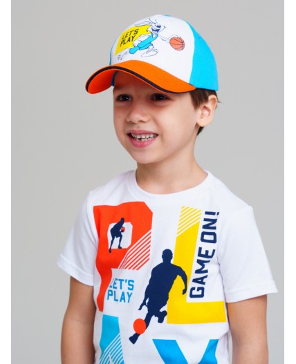 Кепка текстильная для мальчиков белый,оранжевый,голубой