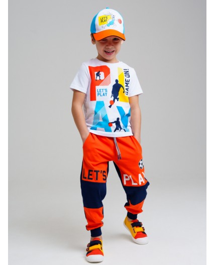 Кепка текстильная для мальчиков белый,оранжевый,голубой