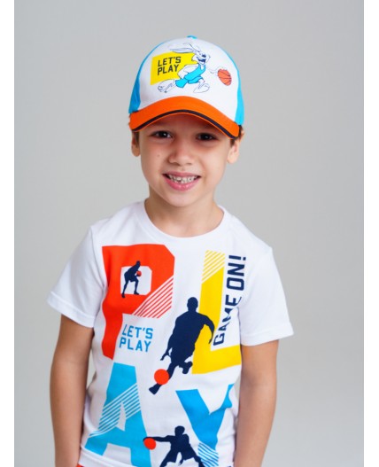 Кепка текстильная для мальчиков белый,оранжевый,голубой