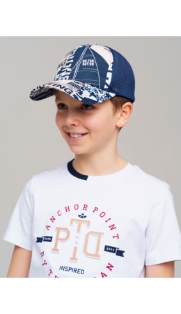 Кепка текстильная для мальчиков тёмно-синий,белый,бежевый