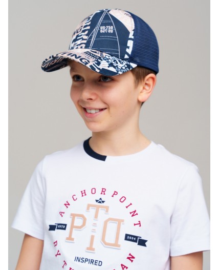 Кепка текстильная для мальчиков тёмно-синий,белый,бежевый