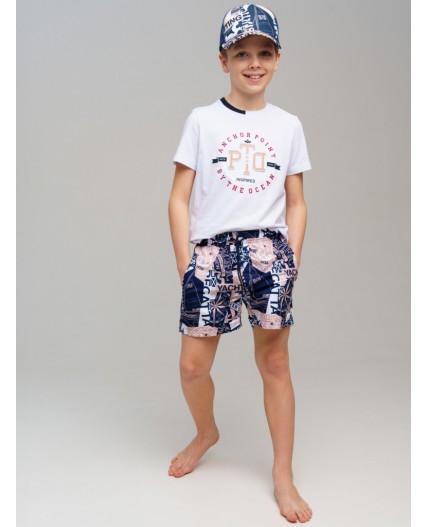 Кепка текстильная для мальчиков тёмно-синий,белый,бежевый