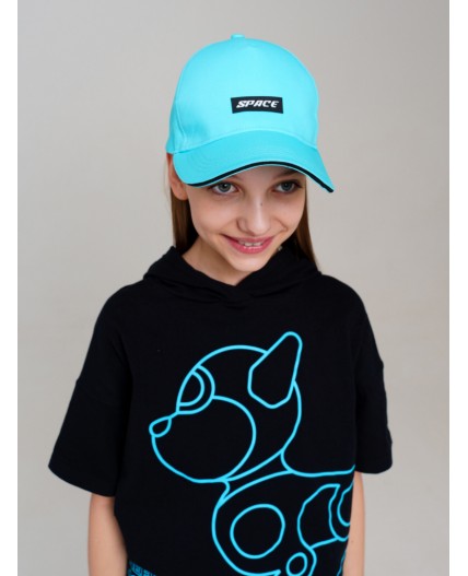 Кепка текстильная для девочек голубой