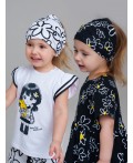 Косынка детская трикотажная для девочек, 2 шт в комплекте черный,белый