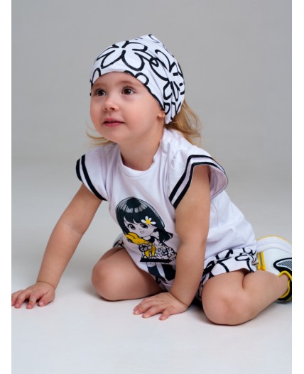 Косынка детская трикотажная для девочек, 2 шт в комплекте черный,белый