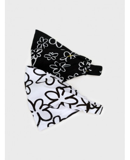 Косынка детская трикотажная для девочек, 2 шт в комплекте черный,белый