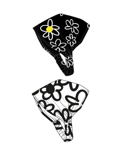 Косынка детская трикотажная для девочек, 2 шт в комплекте черный,белый