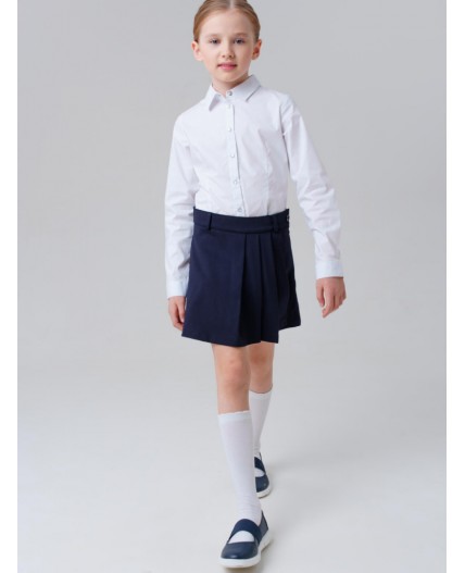 Юбка-шорты трикотажные для девочек тёмно-синий