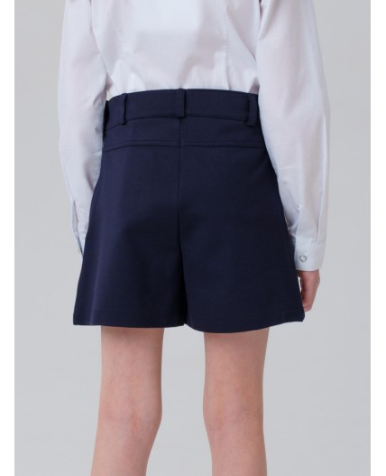 Юбка-шорты трикотажные для девочек тёмно-синий