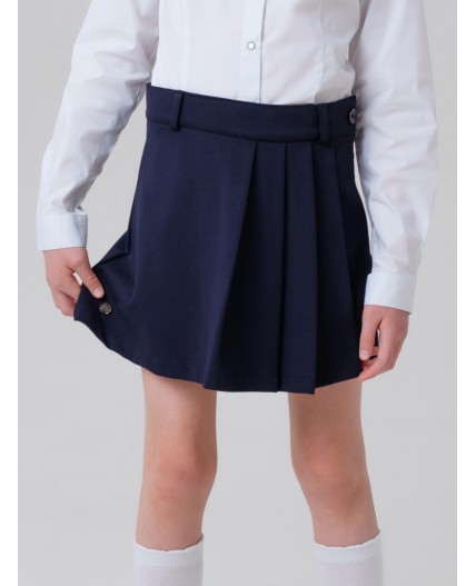 Юбка-шорты трикотажные для девочек тёмно-синий
