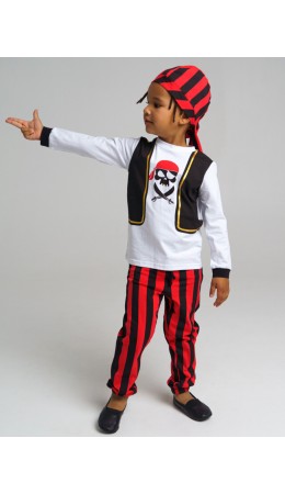 Карнавальный костюм Пирата: лонгслив, брюки, шапка для мальчика красный,черный,белый