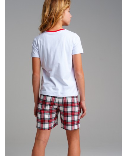 Комплект для девочек: фуфайка трикотажная (футболка), шорты текстильные разноцветный