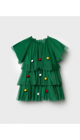 Платье детское трикотажное для девочек зеленый