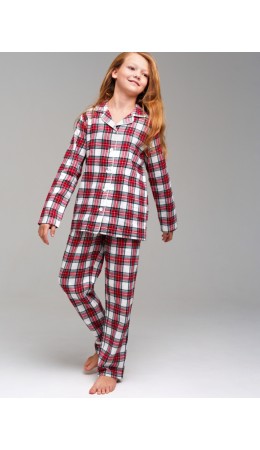 Пижама текстильная для девочек красный