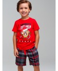Комплект для мальчиков: фуфайка (футболка) трикотажная, шорты текстильные красный,черный,белый