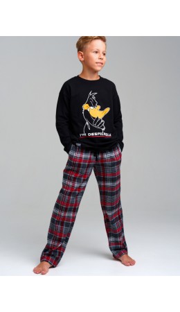 Комплект для мальчиков: брюки текстильные, фуфайка трикотажная (футболка с длинными рукавами) черный,красный,белый