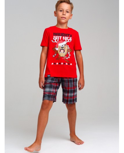 Комплект для мальчиков: фуфайка (футболка) трикотажная, шорты текстильные красный,черный,белый