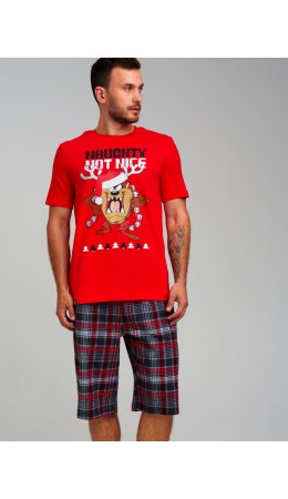 Комплект для мужчин: фуфайка (футболка) трикотажная, шорты текстильные красный,черный,белый