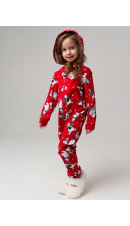 Пижама-комбинезон трикотажная унисекс для детей красный