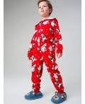 Пижама-комбинезон трикотажная унисекс для детей красный