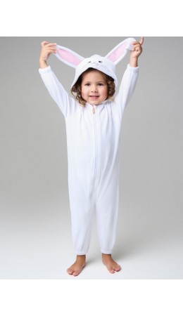 Кигуруми детский трикотажный для девочек светло-серый