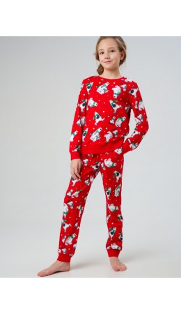 Пижама трикотажная для девочек красный