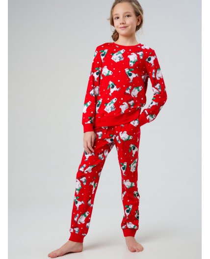 Пижама трикотажная для девочек красный