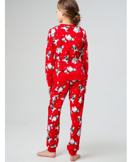Пижама трикотажная для девочек красный