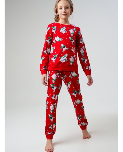 Пижама трикотажная для девочек красный