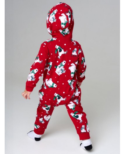 Пижама-комбинезон детская трикотажная для девочек красный