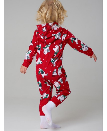 Пижама-комбинезон детская трикотажная для девочек красный