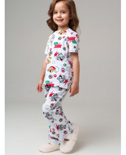 Пижама трикотажная для девочек разноцветный