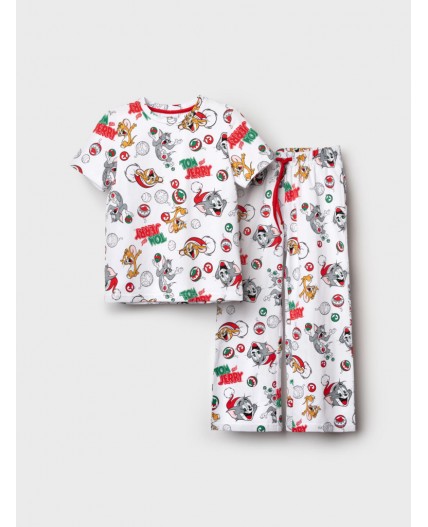 Пижама трикотажная для девочек разноцветный