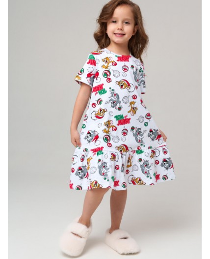 Сорочка ночная трикотажная для девочек разноцветный