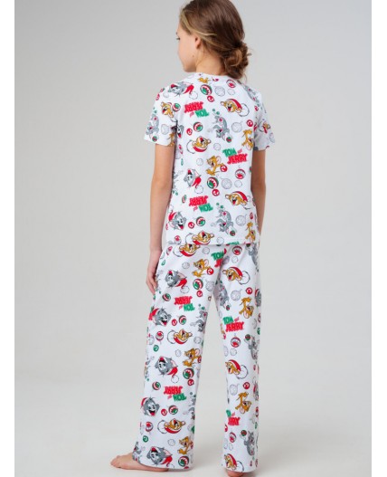 Пижама трикотажная для девочек разноцветный