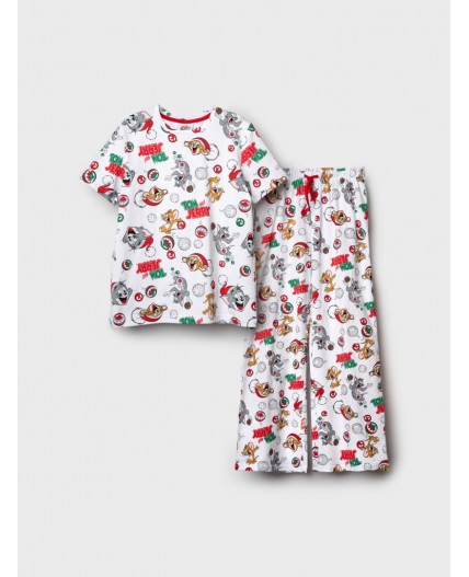 Пижама трикотажная для девочек разноцветный